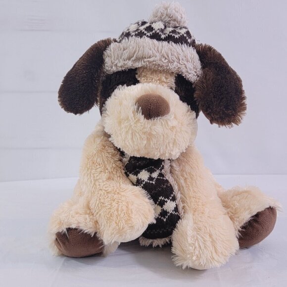 Hugfun International Soft Floppy Ears Dog Plush Aiden Wearing Scarf and Hat - Picture 11 of 15